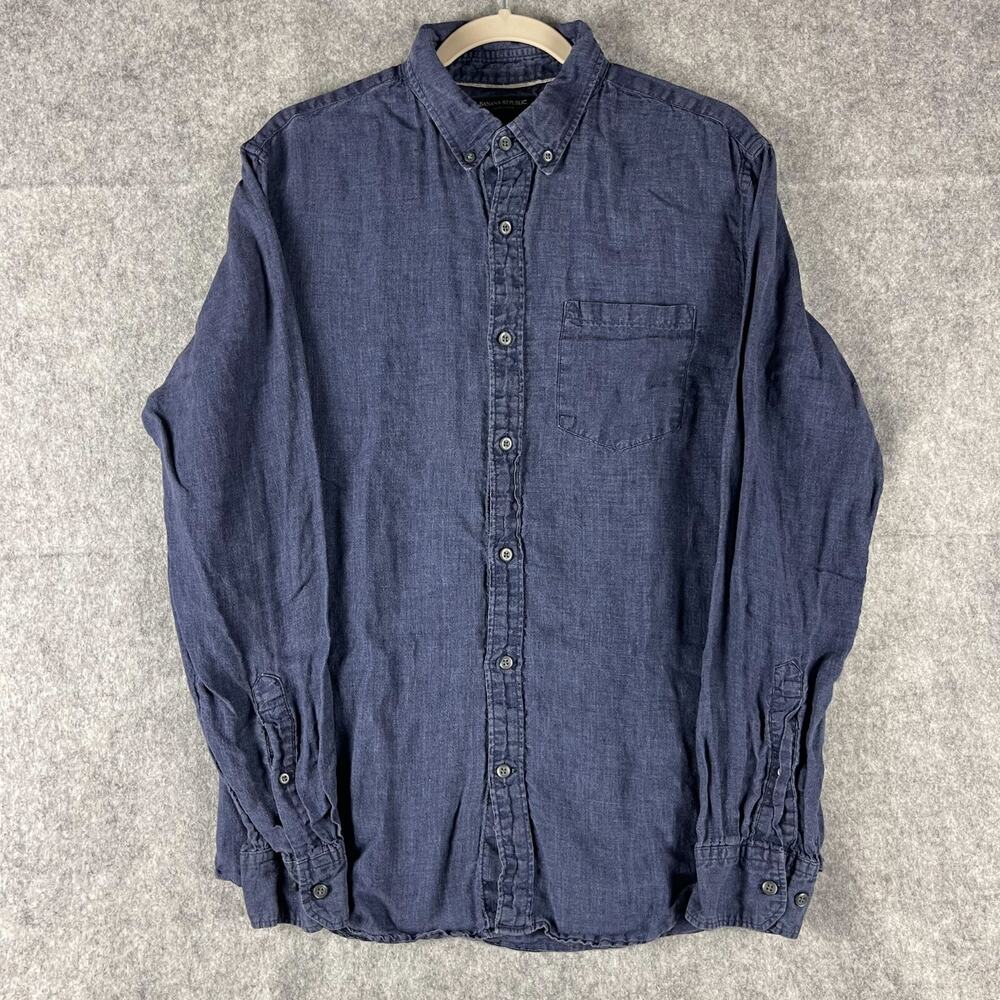Banana Republic Camden Linen Shirt Mens‎ Large Blue Button Down Preppy Classic
